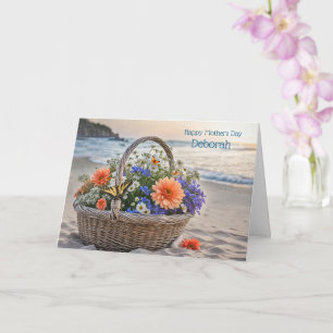 Mothers Day Pretty Beach Coastal Themed Name Card