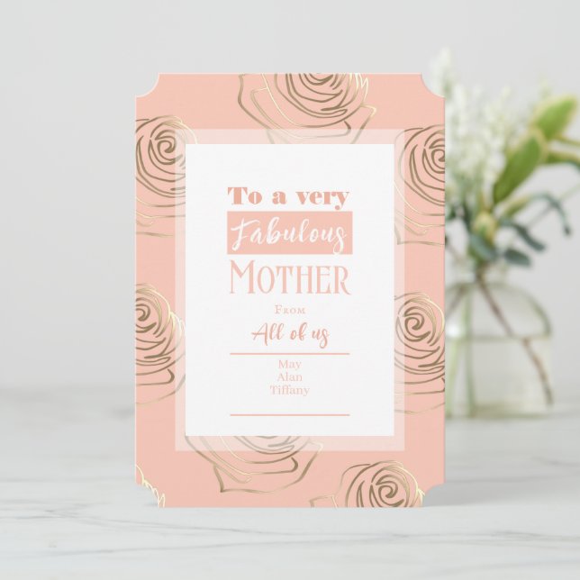 Mothers Day Pretty Peach Card (Standing Front)