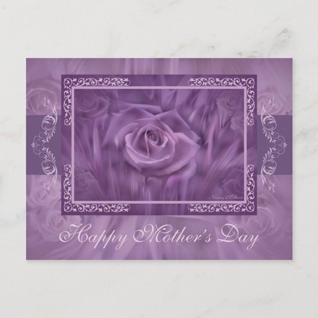 "Mother's Day" Purple Rose Postcard (Front)