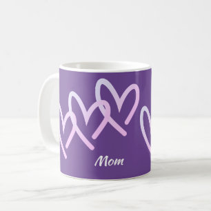 Mother's Day Purple Triple Heart Coffee Mug