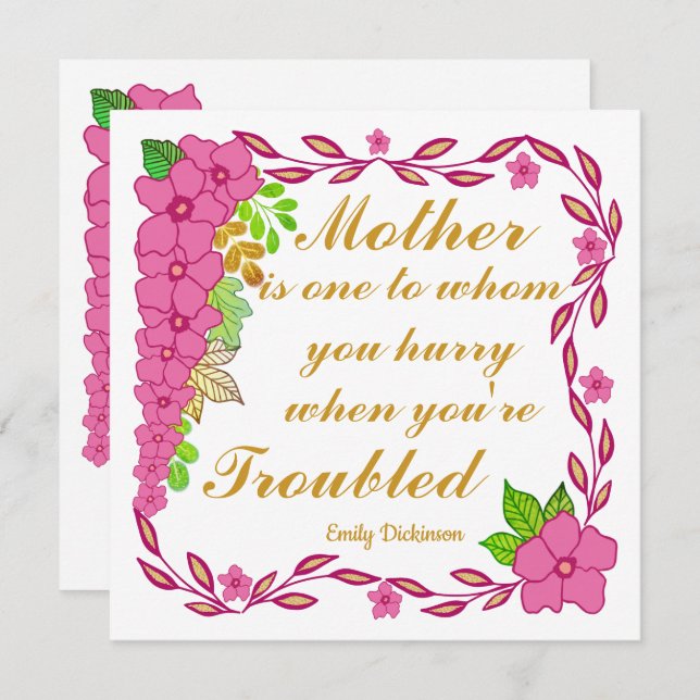 Mother's day quote by Emily Dickinson Card (Front/Back)