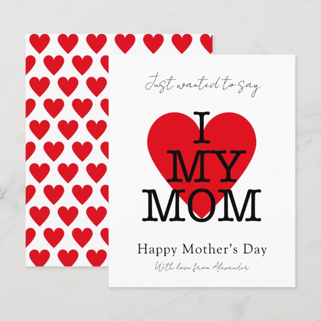 Mothers day quote i love my mum red heart budget (Front/Back)