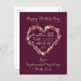 Mother's Day Quote Watercolor Heart Customisable H Holiday Postcard
