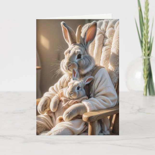 Mother's Day Rabbit and Baby Bunny Card (Front)