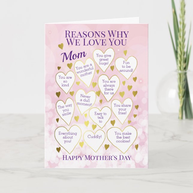 Mother's Day Reasons Why I Love You Card (Front)