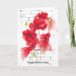 Mother's Day Red Poppy on Brick Card