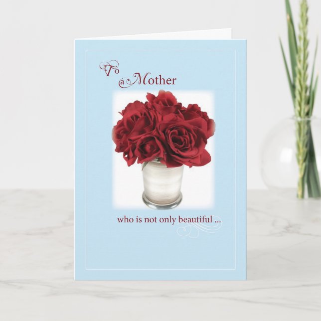 Mother's Day, Red Roses, Religious Card (Front)