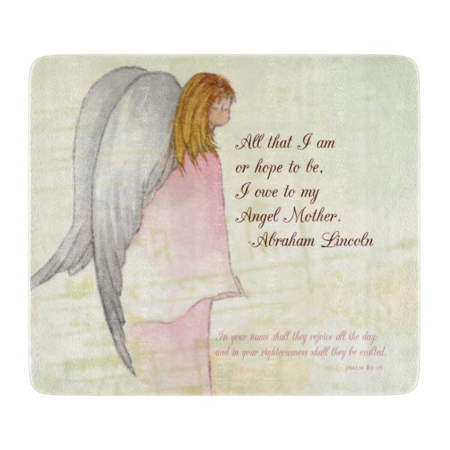 Mother's Day Religious Angel, Square Gift Cutting Board (Front)