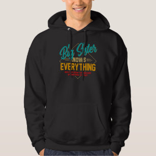 Mother's Day Retro Big Sister Knows Everything Wom Hoodie