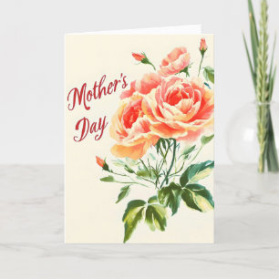 Mother's Day Retro Watercolor Flower Holiday Card