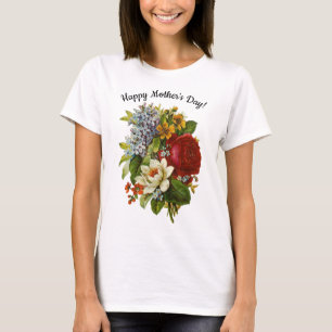 Mother's Day Romantic Summer Bouquet w Red Rose T-Shirt