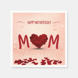 Mother's Day Rose Heart Bouquet - Paper Napkin