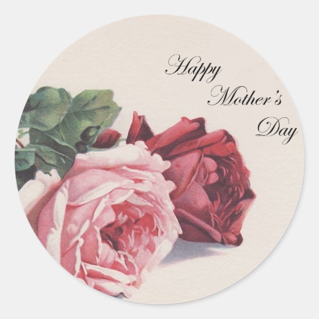Mother's Day Roses Classic Round Sticker (Front)