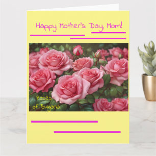 Mother's Day Roses & Flowers Folded Greeting Card