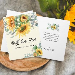 Mother's Day Rustic Sunflower Eucalyptus Greenery Card