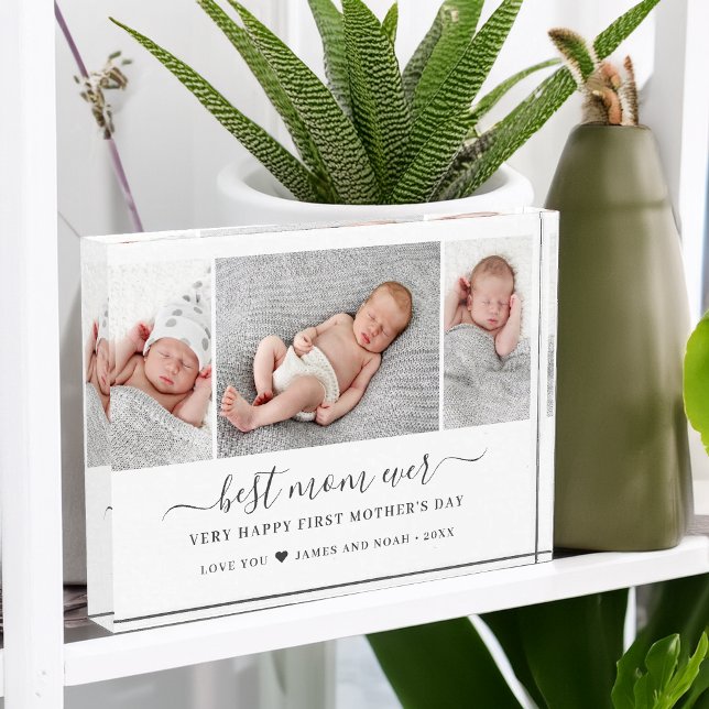 Mother's Day Script Best Mum Ever Photo Block (Mother's Day Script Best Mom Ever Photo Block)