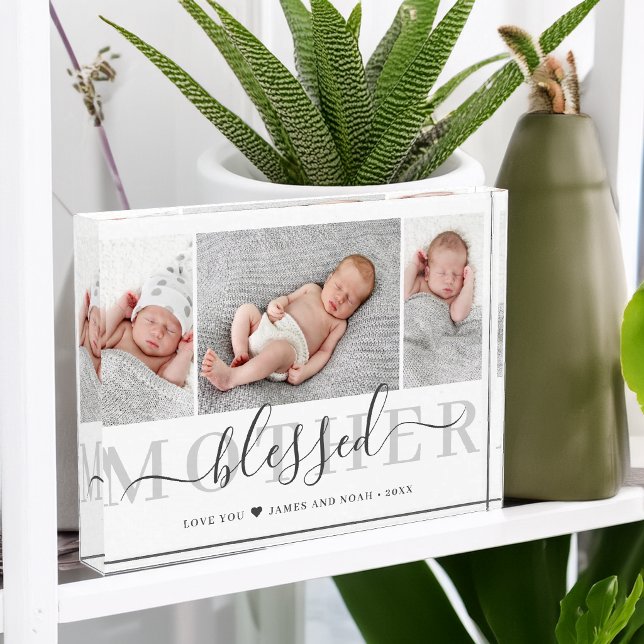 Mother's Day Script Blessed Keepsake Photo Block (Mother's Day Script Blessed Keepsake Photo Block)