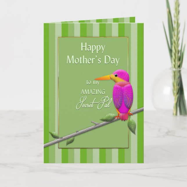Mother's Day, Secret Pal, Tropical Bird Fushsia Card (Front)