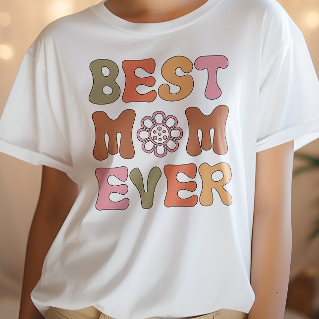 Mother's Day Shirt, Pink and Orange Best Mum Ever T-Shirt (Creator Uploaded)