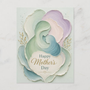 Mother's Day Silhouette Mother Child Embrace Holiday Postcard