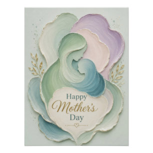 Mother's Day Silhouette Mother Child Embrace Poster