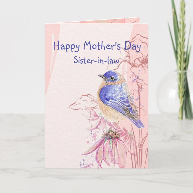 Mother's Day Sister-in-law Bluebird Garden Bird Card (Front)