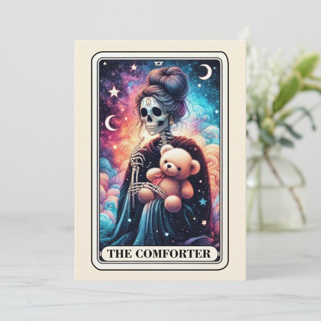 Mother's Day Skeleton The Comforter Teddy Tarot Card (Standing Front)
