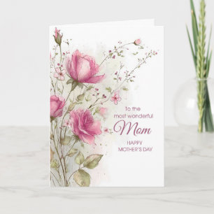 Mother's Day Soft Feminine Pink Floral Card