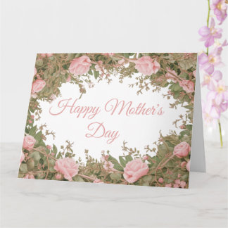 Mother's Day Soft Pink Rose Wreath Design Card