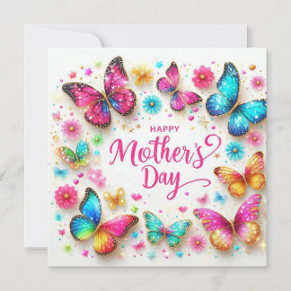 Mothers Day Sparkling Butterflies Holiday Card