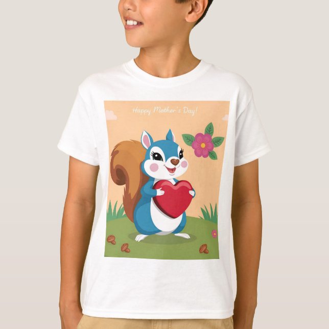 Mother's Day Squirrel with Heart T-Shirt (Front)