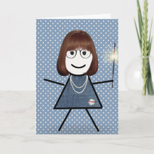 Mother's Day Stick Girl with Sparkler Card