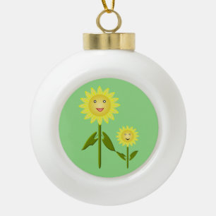 Mothers Day Sunflowers Ceramic Ball Christmas Ornament