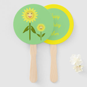 Mothers Day Sunflowers Custom Birthday Hand Fan