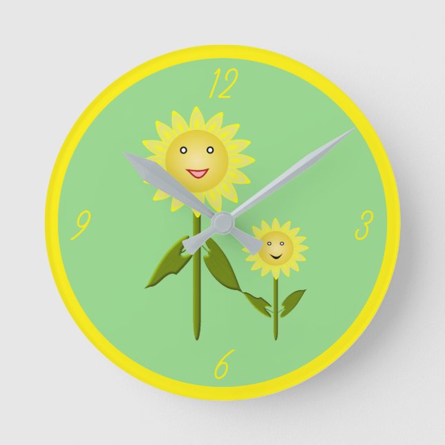 Mothers Day Sunflowers Round Clock (Front)