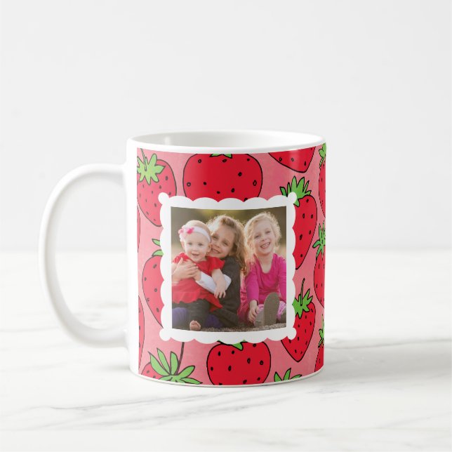 Mother's Day Sweetest Strawberries Custom Photo Coffee Mug (Left)