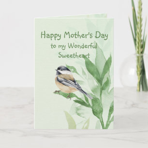 Mother's Day Sweetheart Chickadee Garden Bird Card