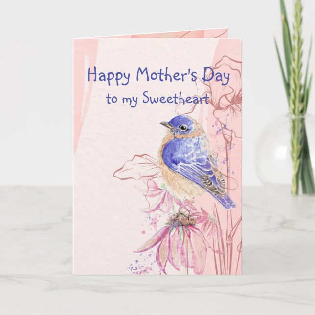 Mother's Day Sweetheart love Bluebird Garden Bird Card (Front)