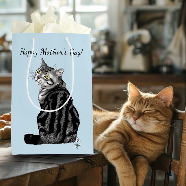 Mother's Day Tabby Cat Medium Gift Bag (Creator Uploaded)