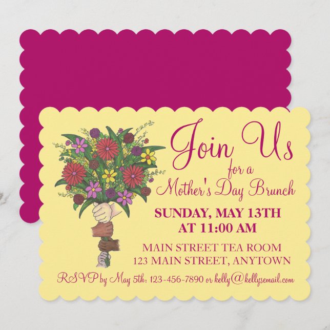 Mother's Day Teacher Appreciation Brunch Flowers Invitation (Front/Back)