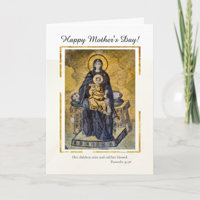 Mother's Day the Virgin and Child Byzantine  Card (Front)