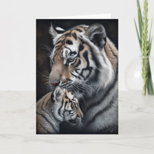 Mother's Day Tiger and Cub Painting Card