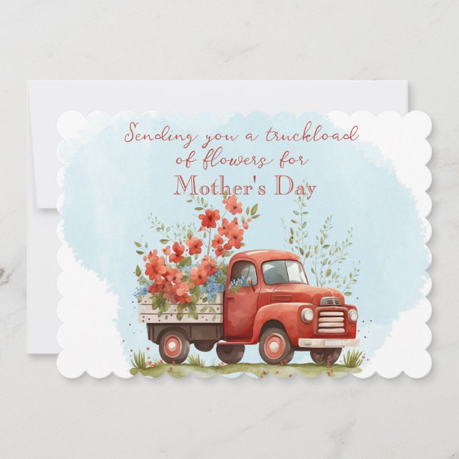 Mother's Day Truckload of Flowers Holiday Card (Front)