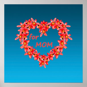 Mother's Day - Tulip Heart for MOM - Blue    Poster
