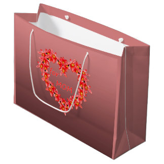 Mother's Day - Tulip Heart for MOM - Rose |  Large Gift Bag