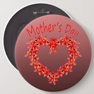 Mother's Day - Tulip Heart Illustration on Rose |  6 Cm Round Badge