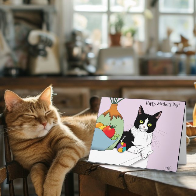 Mother's Day Tuxedo Cat Card (Creator Uploaded)