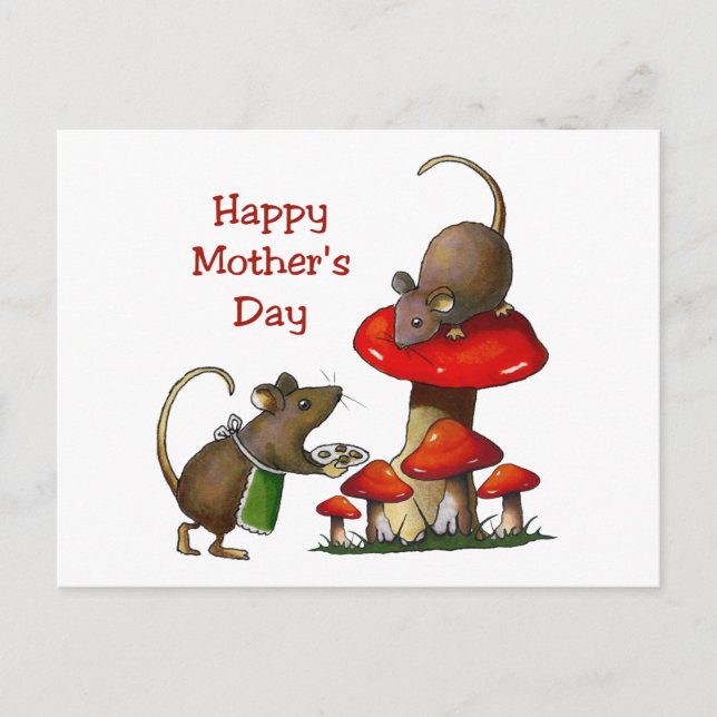 Mother's Day: Two Mice & Toadstool: Cookies: Art Postcard (Front)