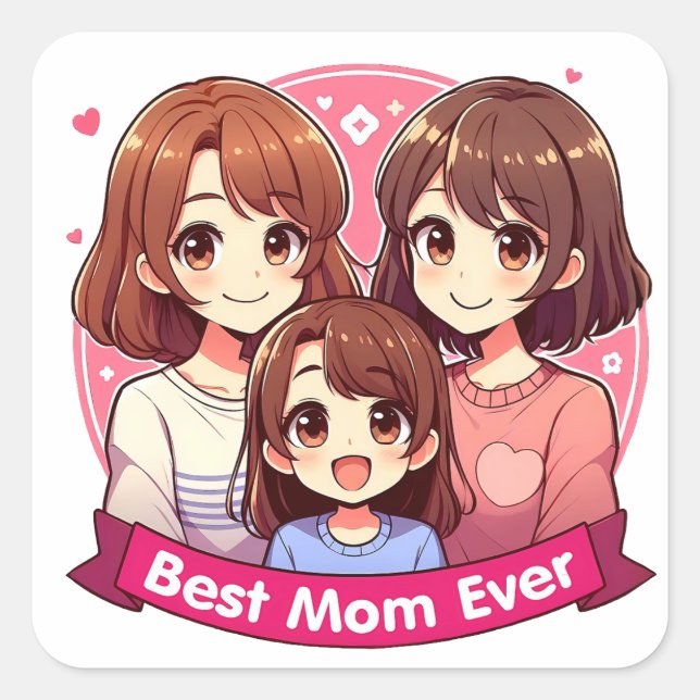 Mother's Day - Two mothers and their daughter Square Sticker (Front)