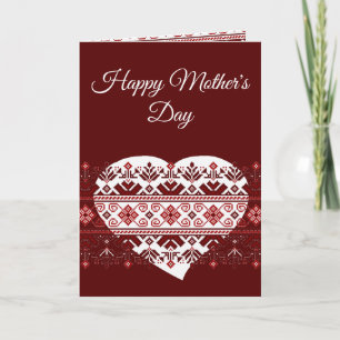 Mother's Day Ukrainian Folk Ethnic Embroidery  Card